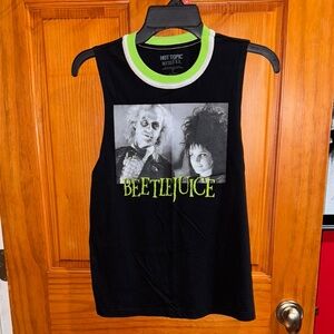 Hot Topic Black and Green Beetlejuice Tank Top